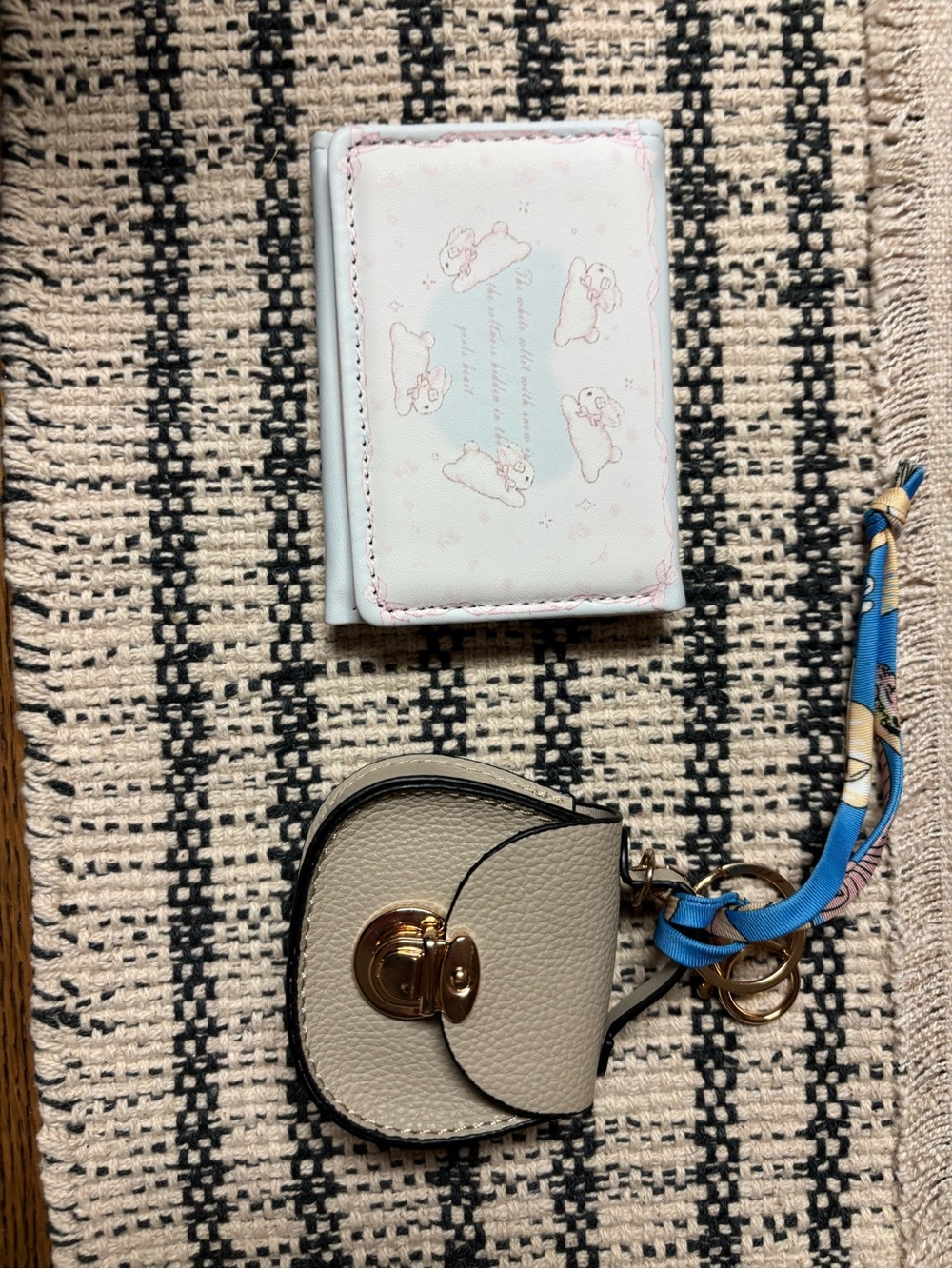 Mini Trifold Wallet and Coin Purse Keychain Set
